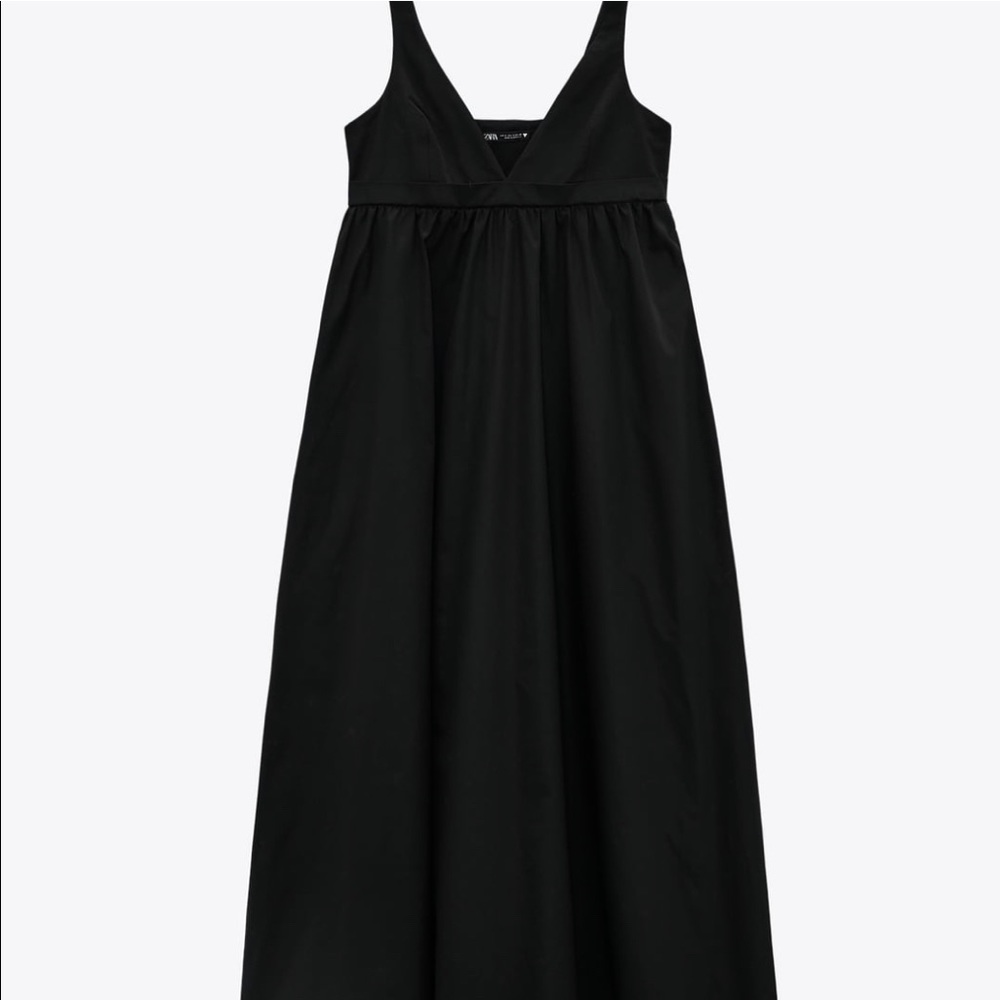 ZARA NWT Voluminous Poplin Black Dress - Picture 9 of 10